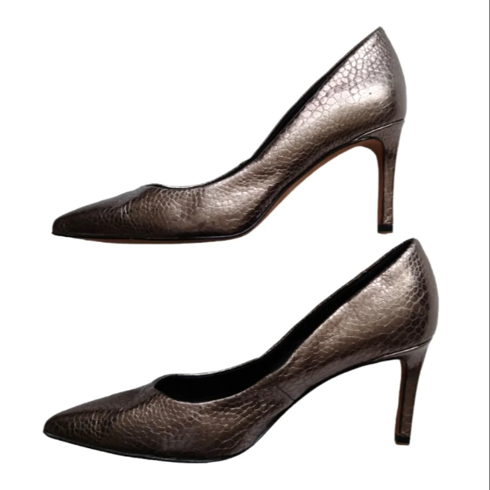 ELIE TAHARI Metallic Pumps Stilleto Heel Classic Snake Print size 37